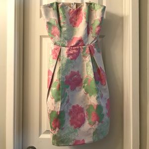 Green and pink sleeveless dress
